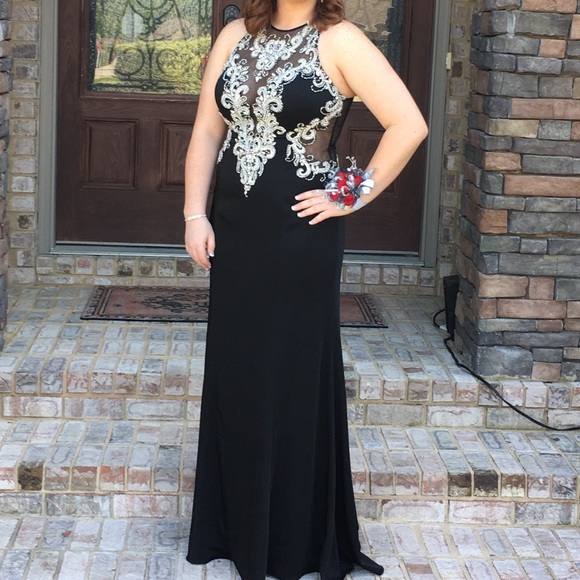 black and silver prom dress